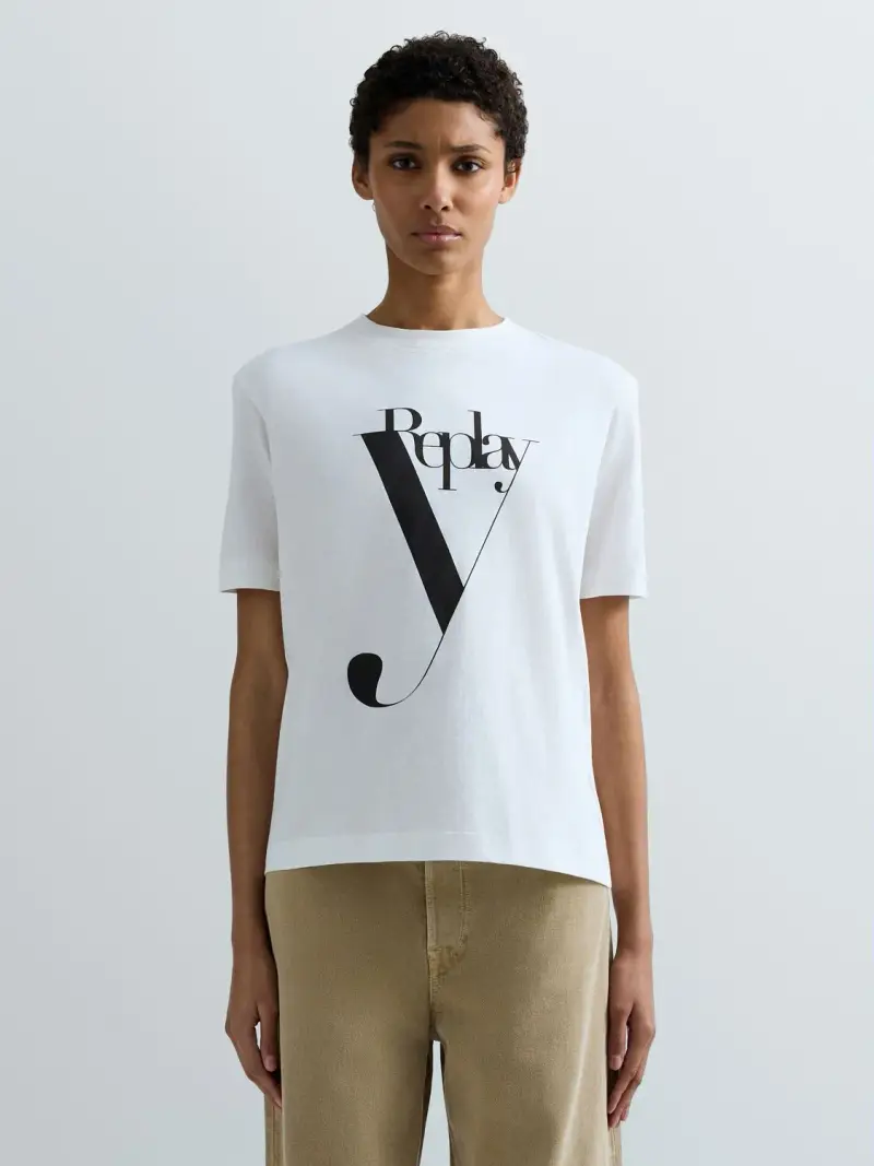 T-shirt Boxy In Cotone Con Maxi Stampa Grigio