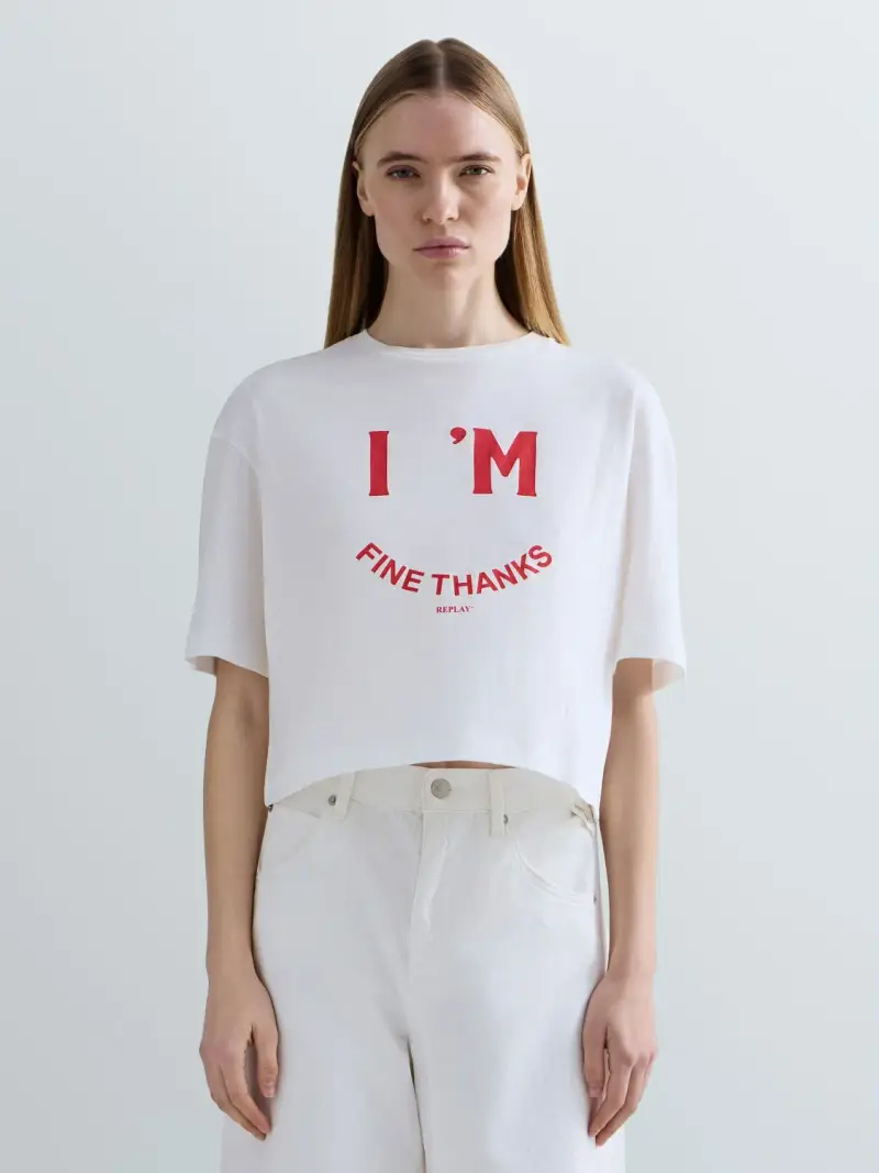 T-shirt Cropped In Jersey Con Stampa