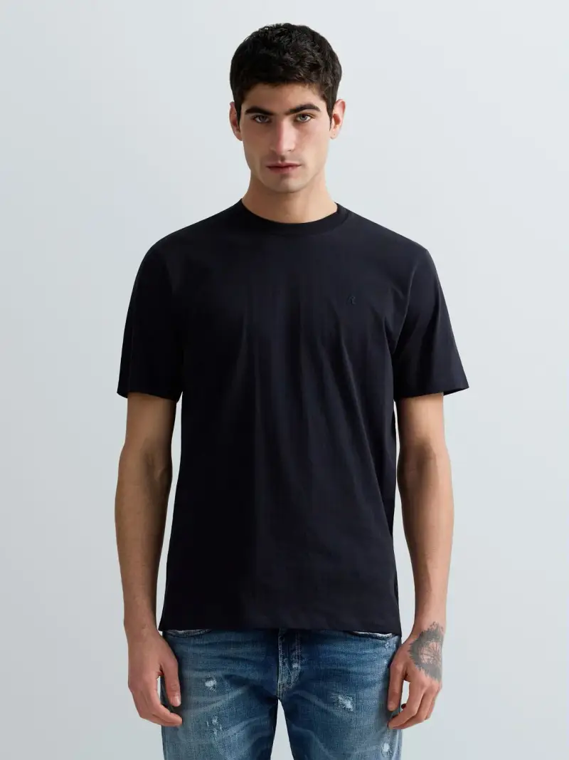 T-shirt Girocollo In Jersey Blu Scuro