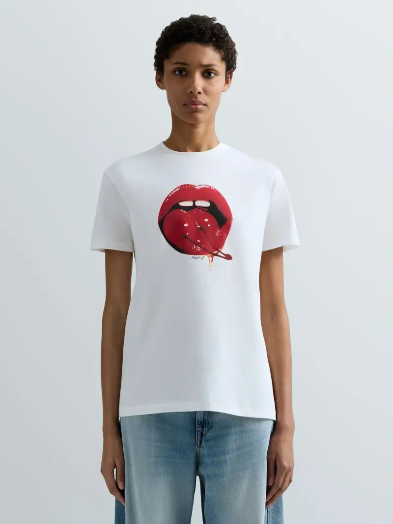 T-shirt In Jersey Con Grafica Pop Art Grigio