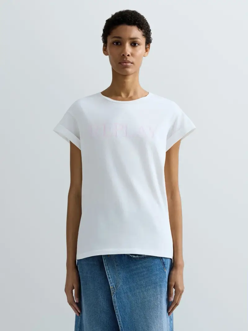 T-shirt In Jersey Con Logo Replay Grigio