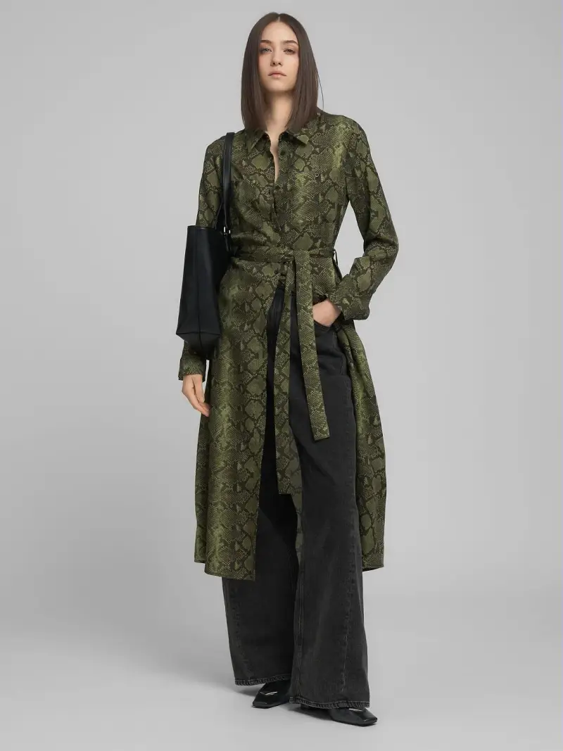 Vestito Midi Con Stampa Serpente