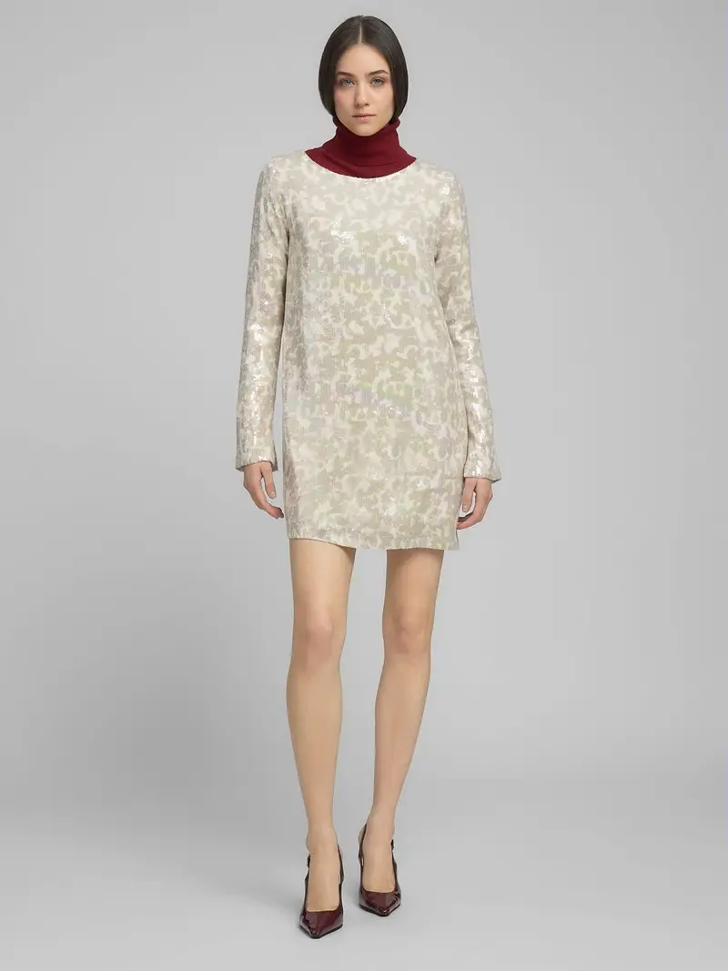 Vestito Mini Animalier Con Paillettes