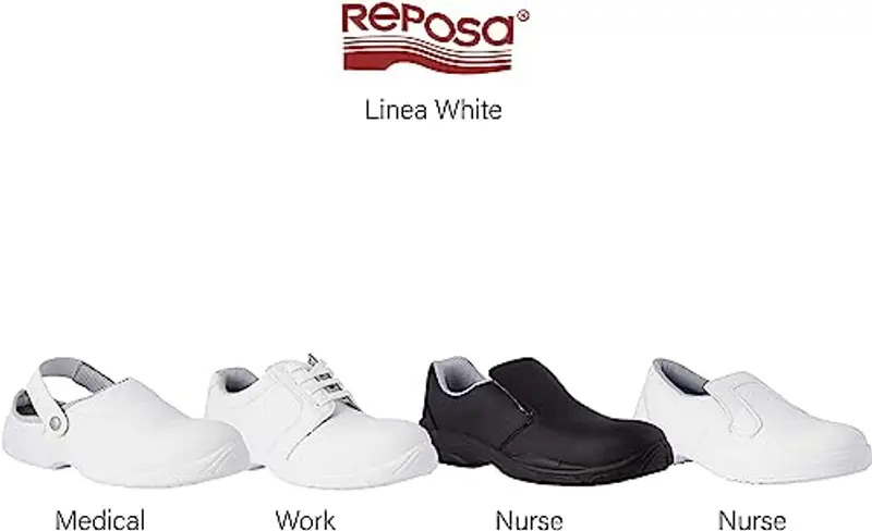 REPOSA Nurse - Scarpe da Lavoro Uomo e Donna con Puntale di Sicurezza in Composito, Scarpe Sanitarie Donna Uomo Chiuse Senza Lacci, Scarpe Sanitarie e Cucina Comode Antiscivolo Antishock Antistatiche miniatura 3