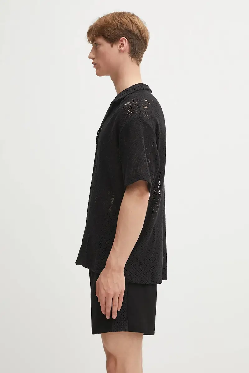 camicia All Over Crochet Shirt uomo colore nero MLM3837.01 miniatura 2