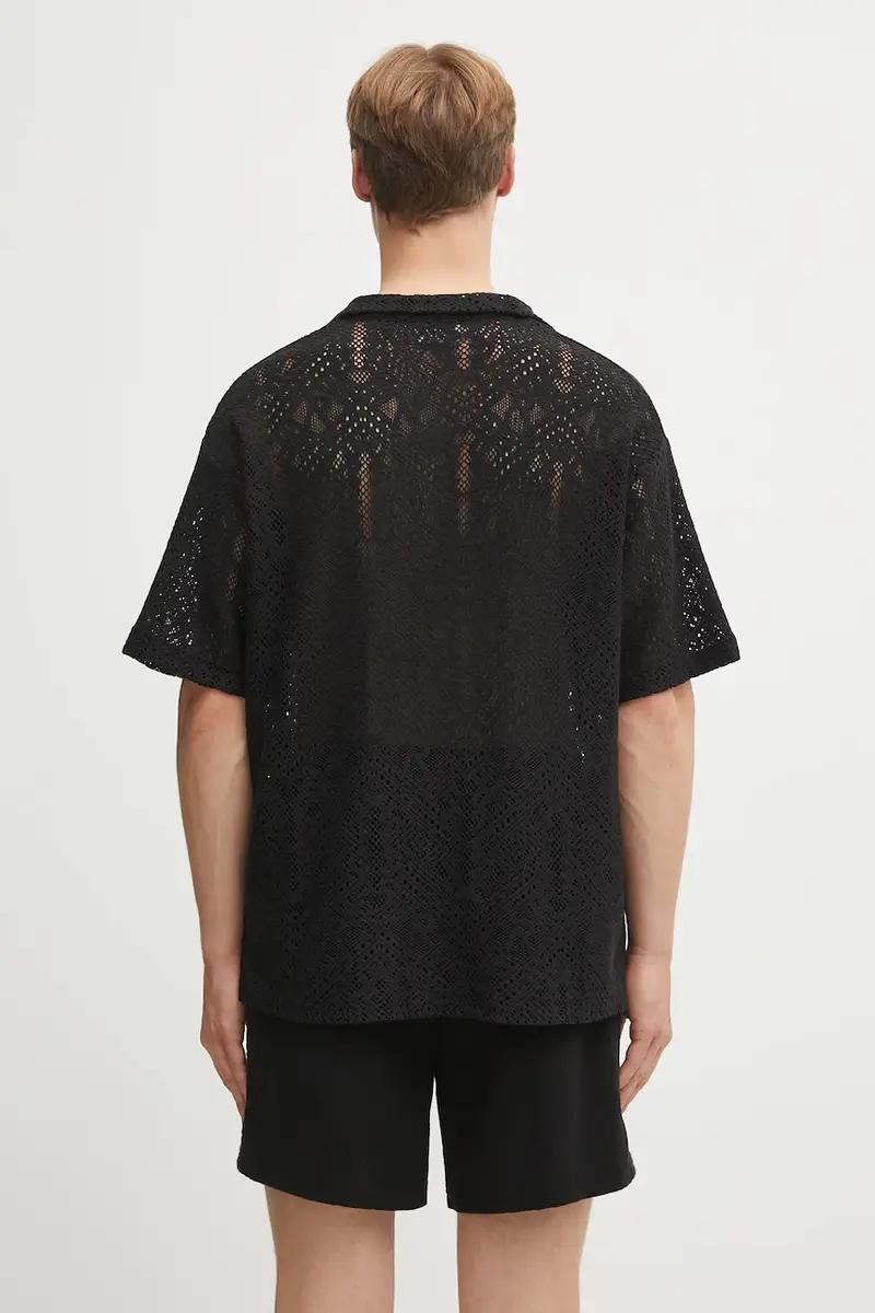 camicia All Over Crochet Shirt uomo colore nero MLM3837.01 miniatura 3