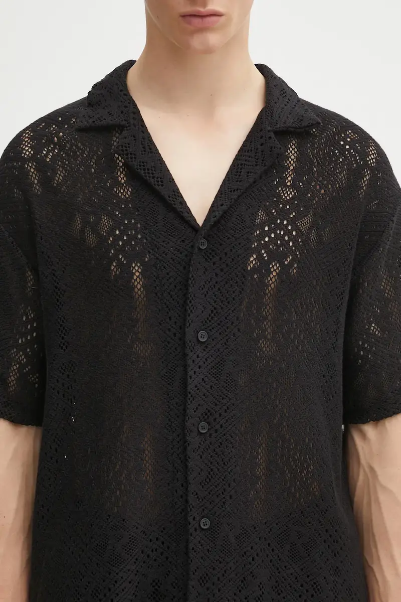 camicia All Over Crochet Shirt uomo colore nero MLM3837.01 miniatura 4