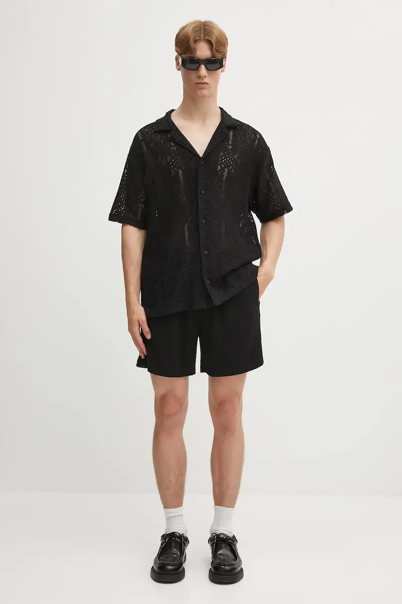 camicia All Over Crochet Shirt uomo colore nero MLM3837.01 miniatura 5