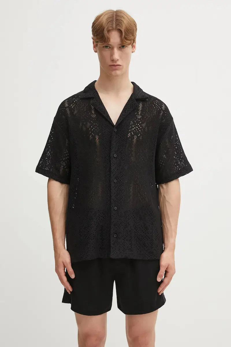 camicia All Over Crochet Shirt uomo colore nero MLM3837.01