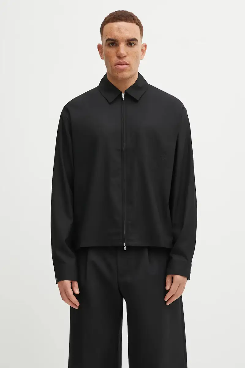 camicia con lana Zip Up Wool colore nero MLM100423