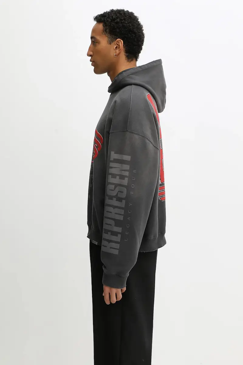 felpa in cotone double-face Reversible Living Legacy Falcon colore grigio con cappuccio MLM100681 miniatura 2