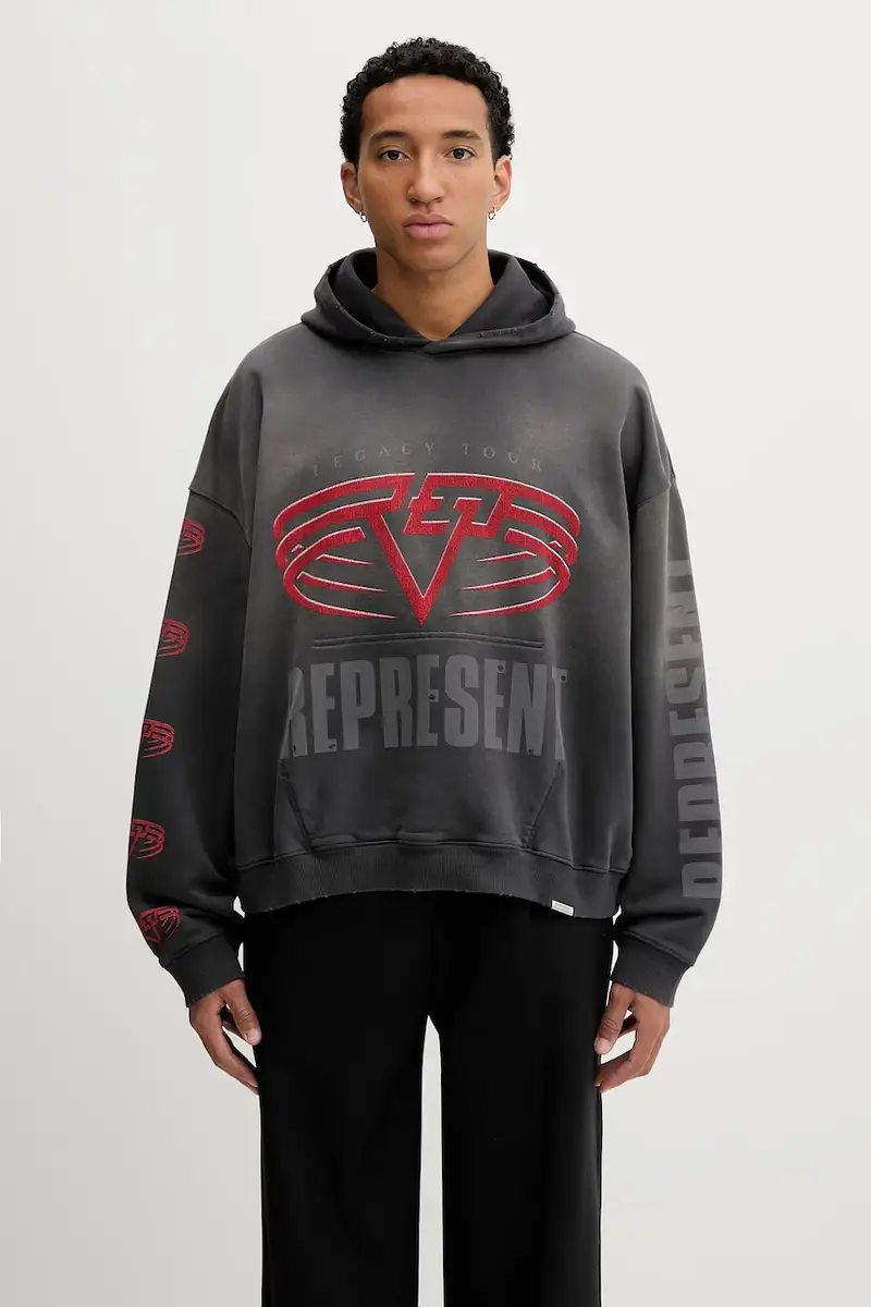 felpa in cotone double-face Reversible Living Legacy Falcon colore grigio con cappuccio MLM100681