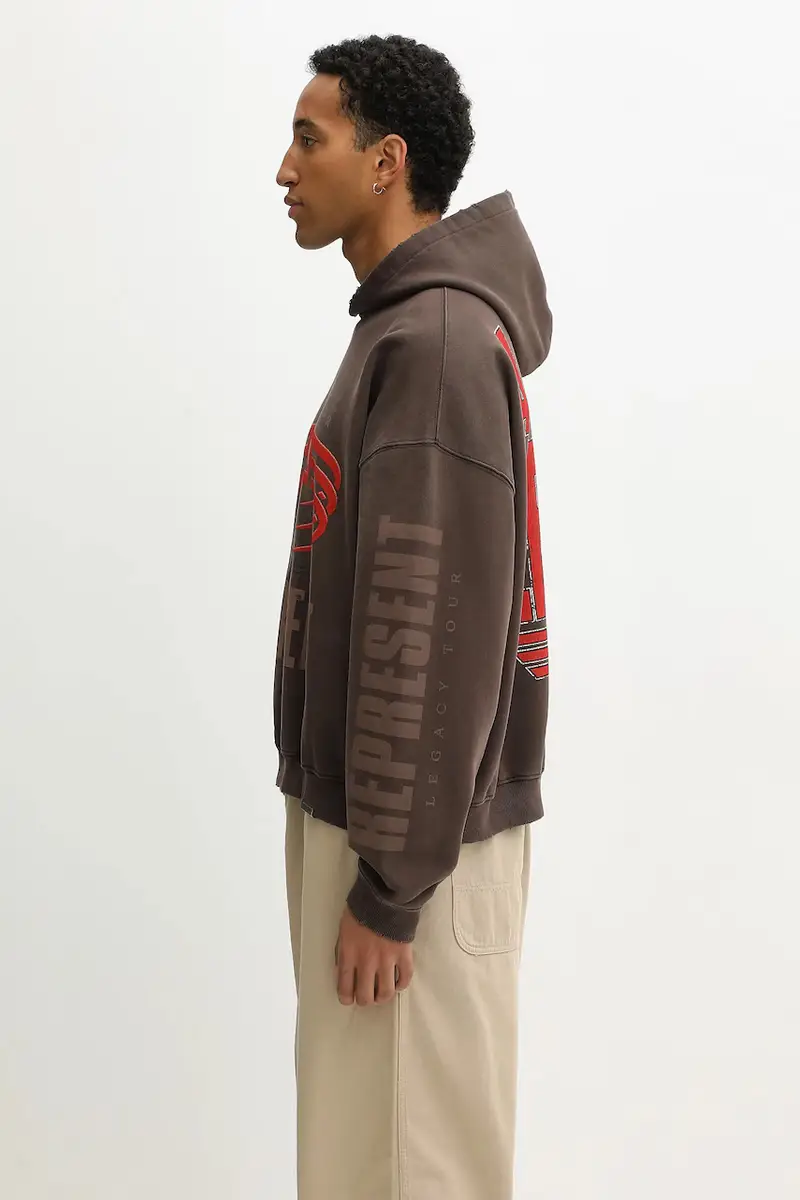 felpa in cotone double-face Reversible Living Legacy Tour colore marrone con cappuccio MLM100366 miniatura 2