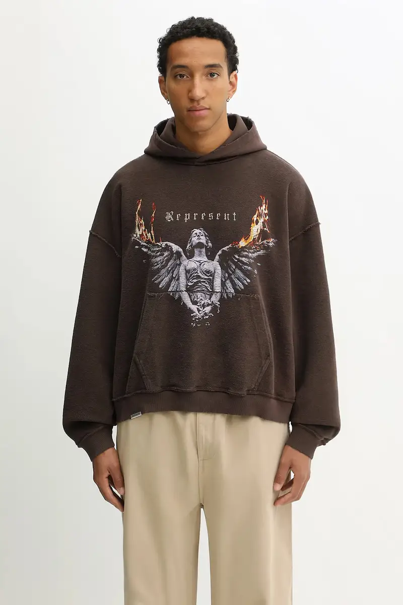 felpa in cotone double-face Reversible Living Legacy Tour colore marrone con cappuccio MLM100366