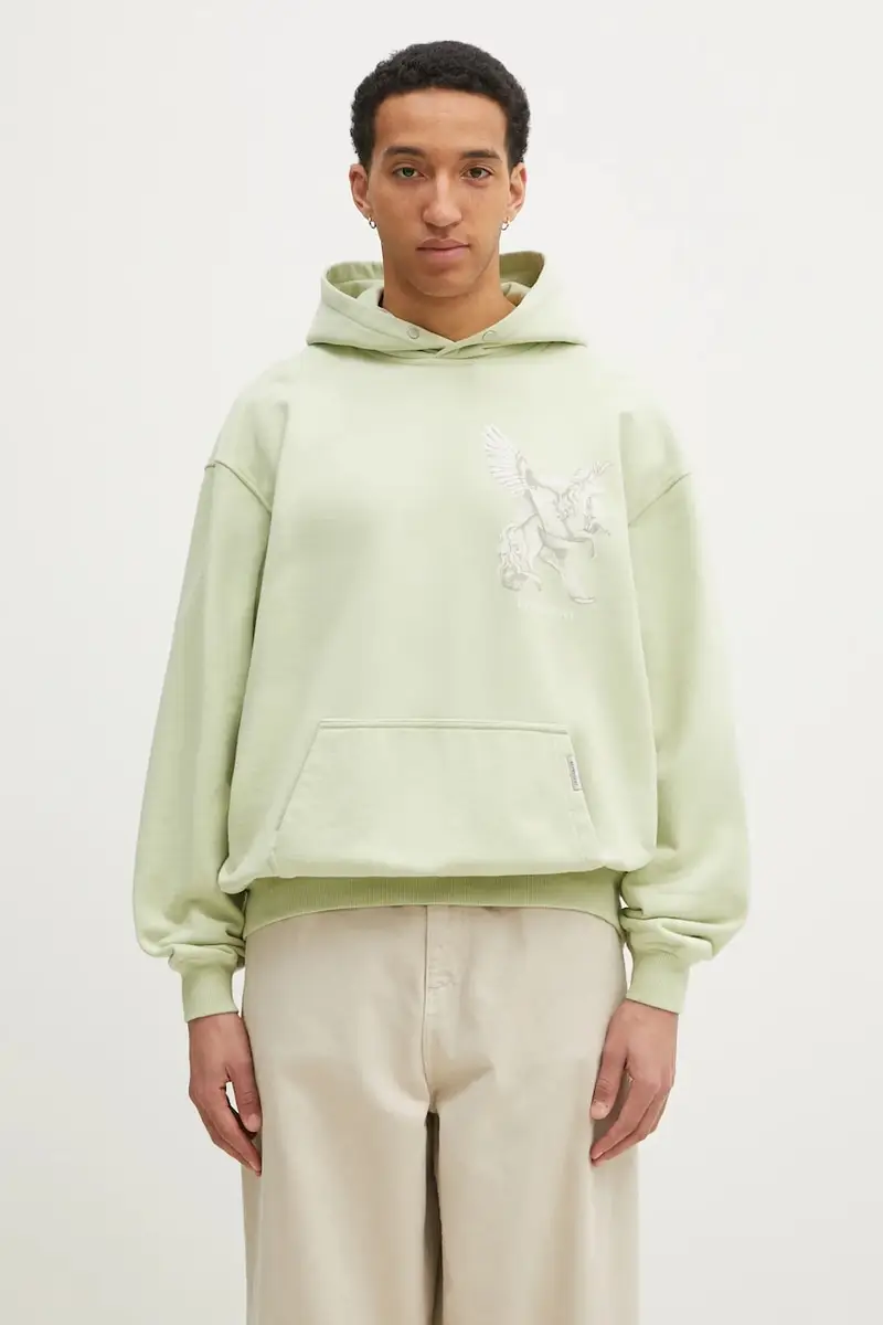 felpa in cotone Elegance In Motion Hoodie uomo colore verde con cappuccio MLM41065.37