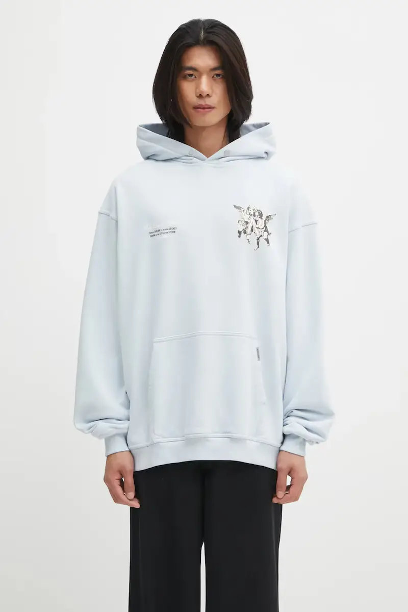 felpa in cotone Legacy Cherubs uomo colore blu con cappuccio MLM100370