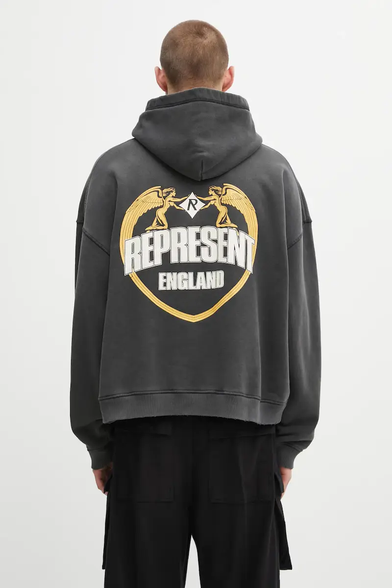 felpa in cotone Legacy Crest uomo colore nero con cappuccio MLM100368