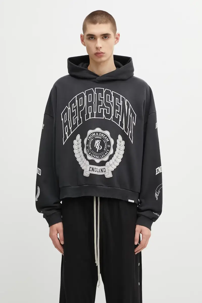 felpa in cotone Legacy Crest uomo colore nero con cappuccio MLM100372