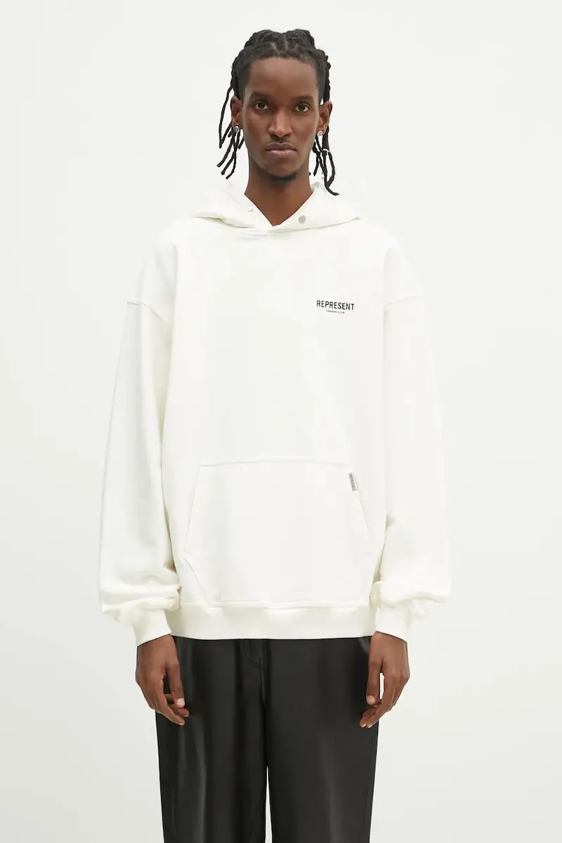 felpa in cotone Owners Club Hoodie uomo colore beige con cappuccio OCM41113.072