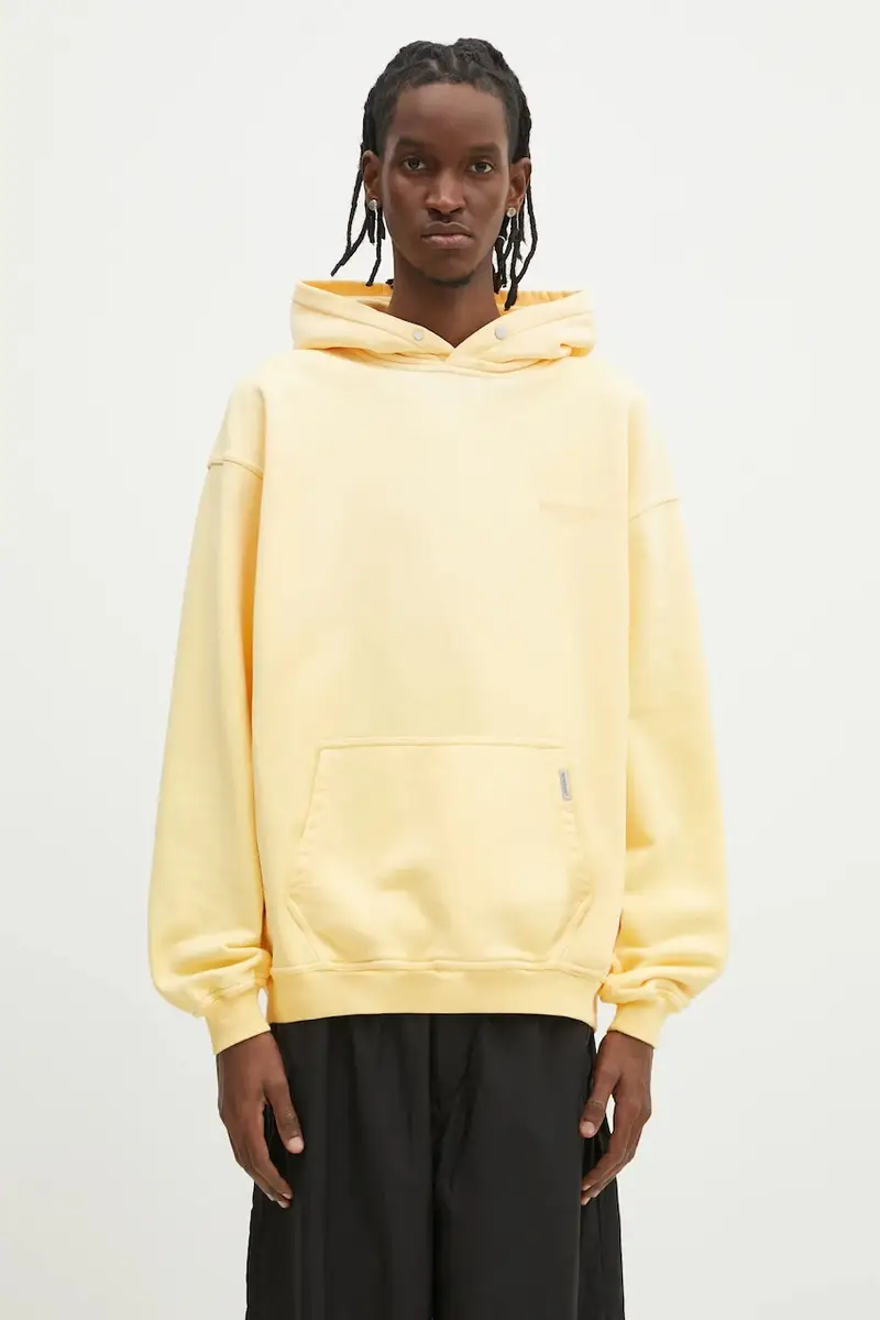 felpa in cotone Owners Club Hoodie uomo colore giallo con cappuccio OCM41113.32