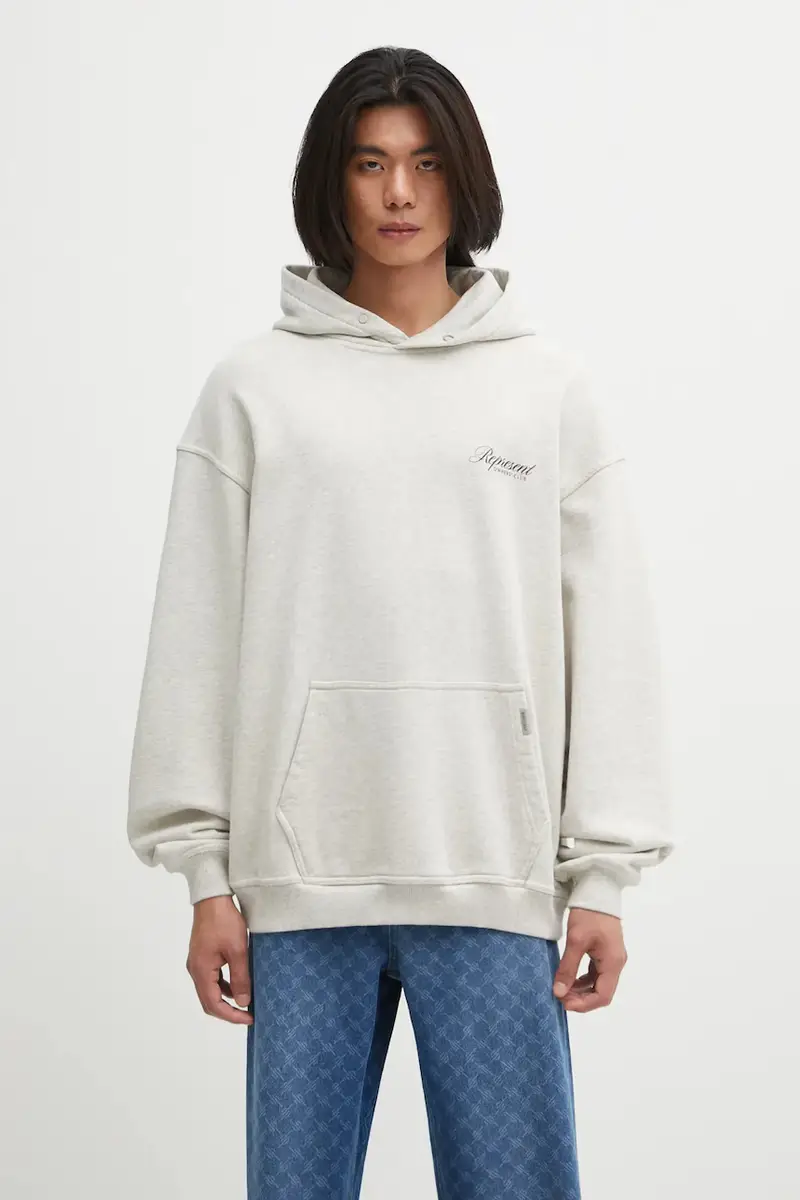 felpa in cotone Owners Club Script uomo colore grigio con cappuccio OCM41200