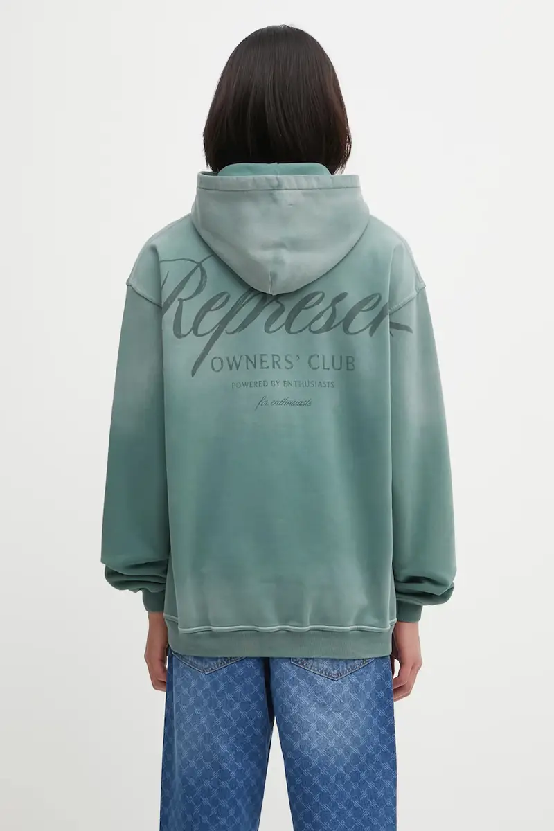 felpa in cotone Owners Club Script uomo colore verde con cappuccio OCM41200 miniatura 3
