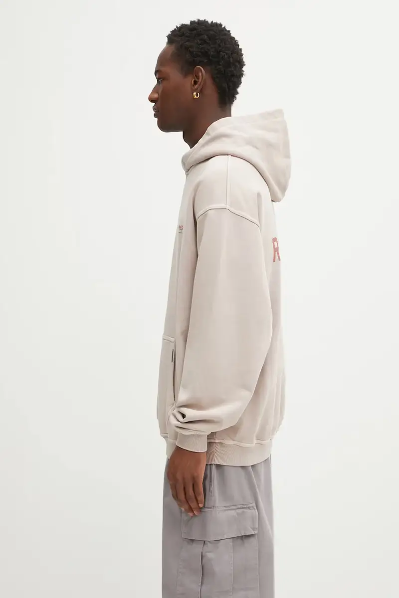 felpa in cotone Owners Club uomo colore rosa con cappuccio OCM41113 Beige miniatura 2