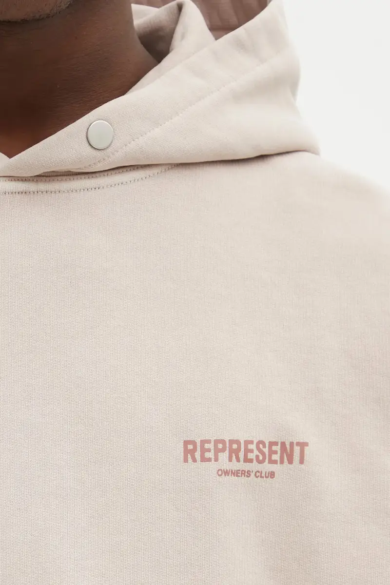 felpa in cotone Owners Club uomo colore rosa con cappuccio OCM41113 Beige miniatura 4