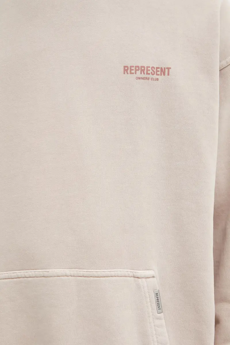 felpa in cotone Owners Club uomo colore rosa con cappuccio OCM41113 Beige miniatura 5