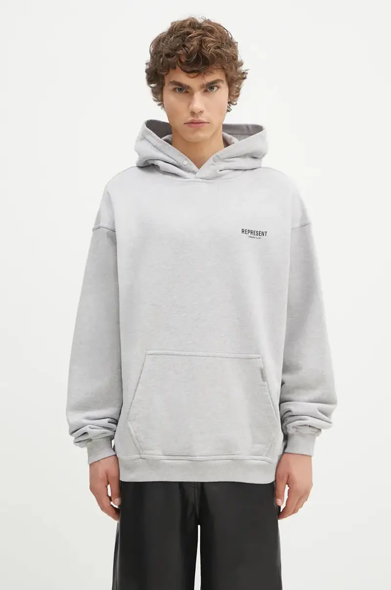 felpa in cotone Represent Owners Club Hoodie uomo colore grigio con cappuccio OCM41113.158 miniatura 3