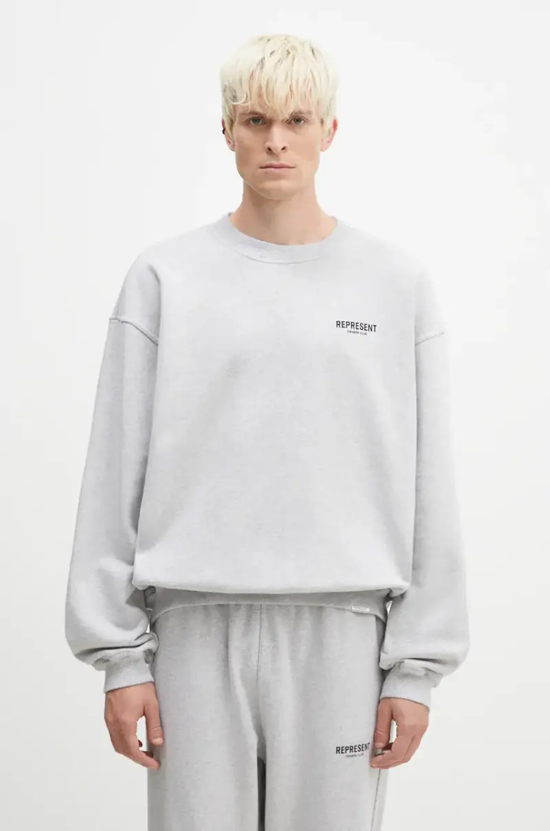 felpa in cotone Represent Owners Club Sweater uomo colore grigio OCM41115.158