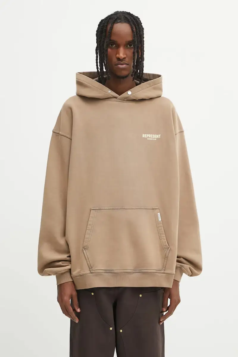 felpa in cotone Represent Owners Club uomo colore beige con cappuccio OCM41113.16 miniatura 3