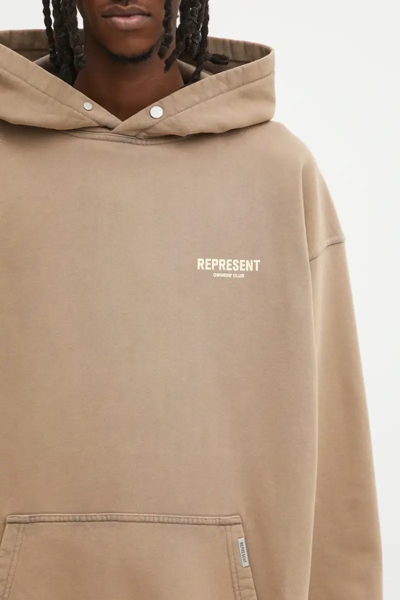 felpa in cotone Represent Owners Club uomo colore beige con cappuccio OCM41113.16 miniatura 4
