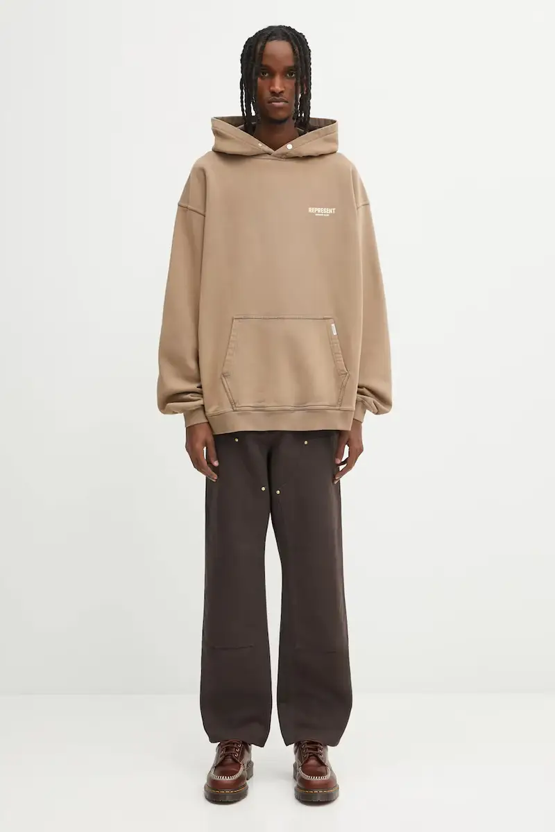 felpa in cotone Represent Owners Club uomo colore beige con cappuccio OCM41113.16 miniatura 5