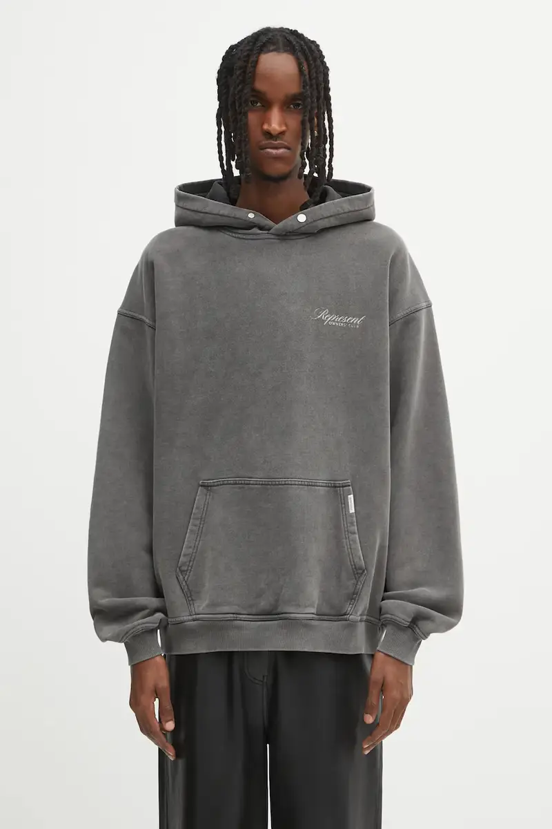 felpa in cotone Represent Owners Club uomo colore grigio con cappuccio OCM41200.47 miniatura 3