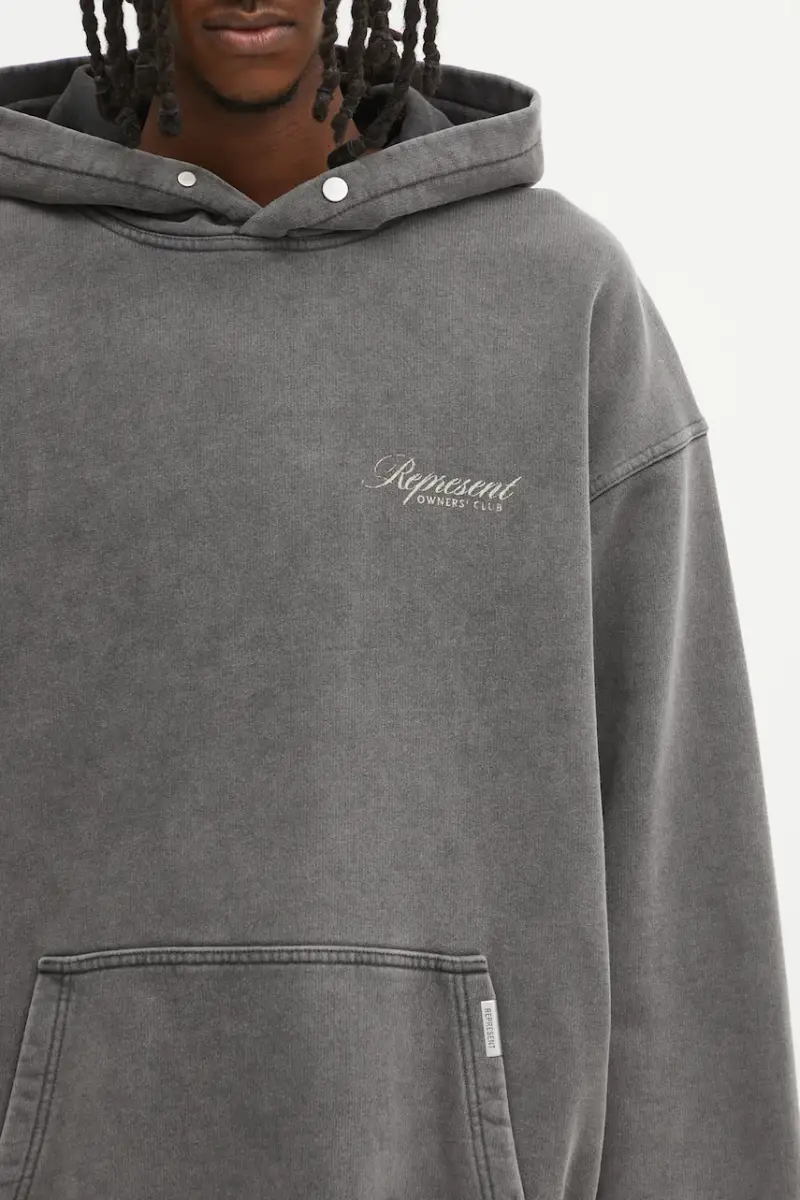 felpa in cotone Represent Owners Club uomo colore grigio con cappuccio OCM41200.47 miniatura 4