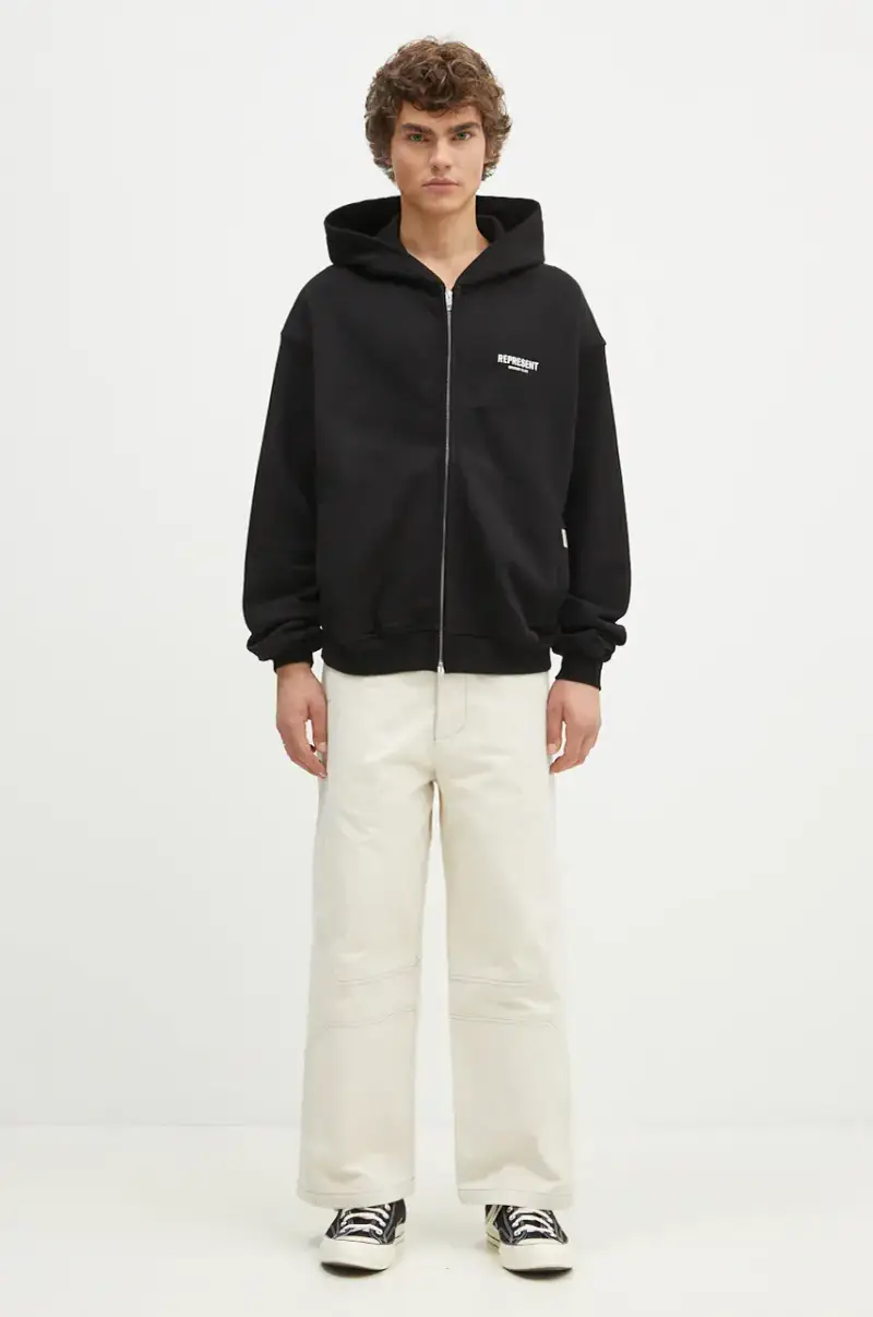 felpa in cotone Represent Owners Club Zip Hoodie uomo colore nero con cappuccio OCM41122.001 miniatura 5