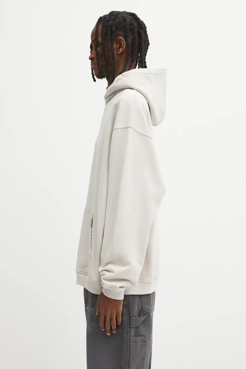 felpa in cotone Script Logo uomo colore beige con cappuccio con applicazione MLM100028 miniatura 2