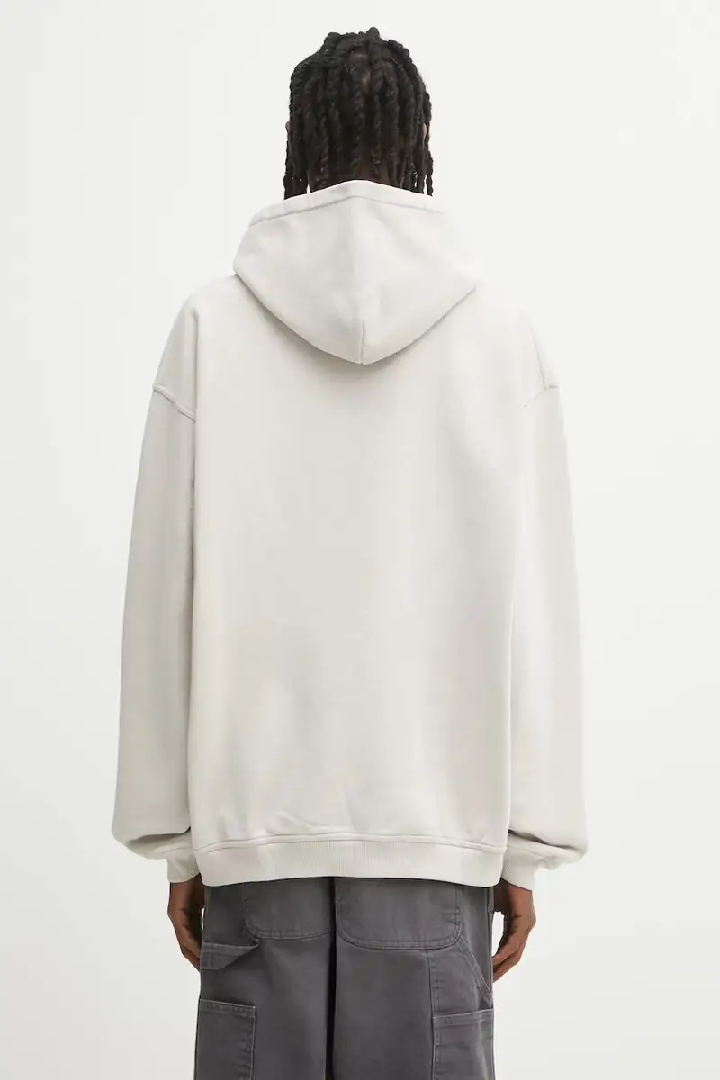 felpa in cotone Script Logo uomo colore beige con cappuccio con applicazione MLM100028 miniatura 3