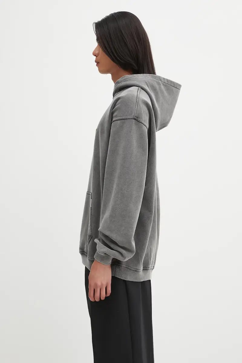 felpa in cotone Script Logo uomo colore grigio con cappuccio con applicazione MLM100028 miniatura 2