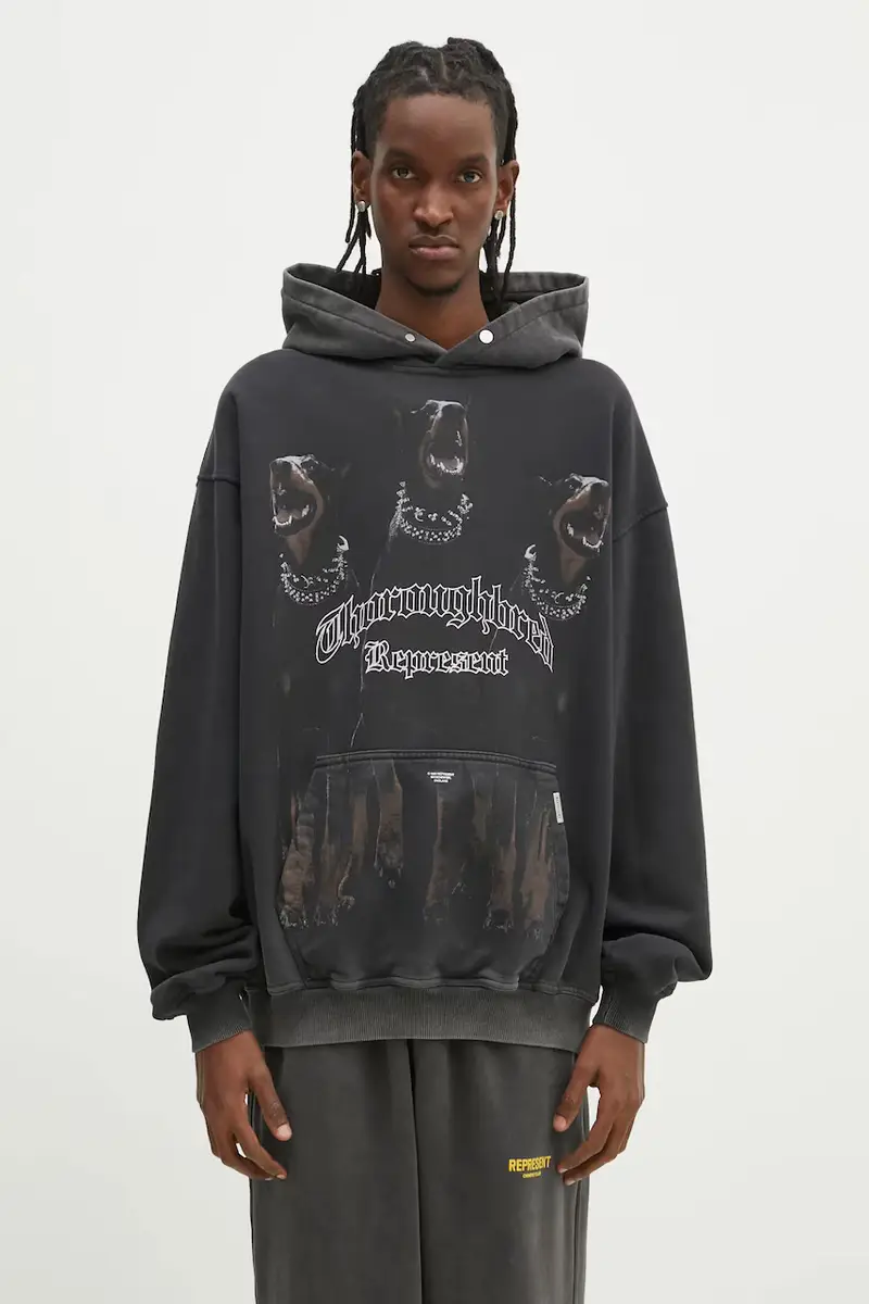 felpa in cotone Thoroughbred Hoodie uomo colore grigio con cappuccio MLM41134.003