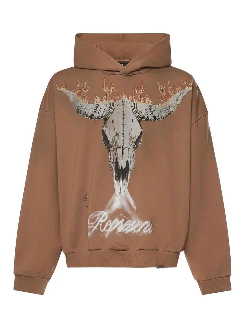 Felpa stampata cowboy britannici Marrone