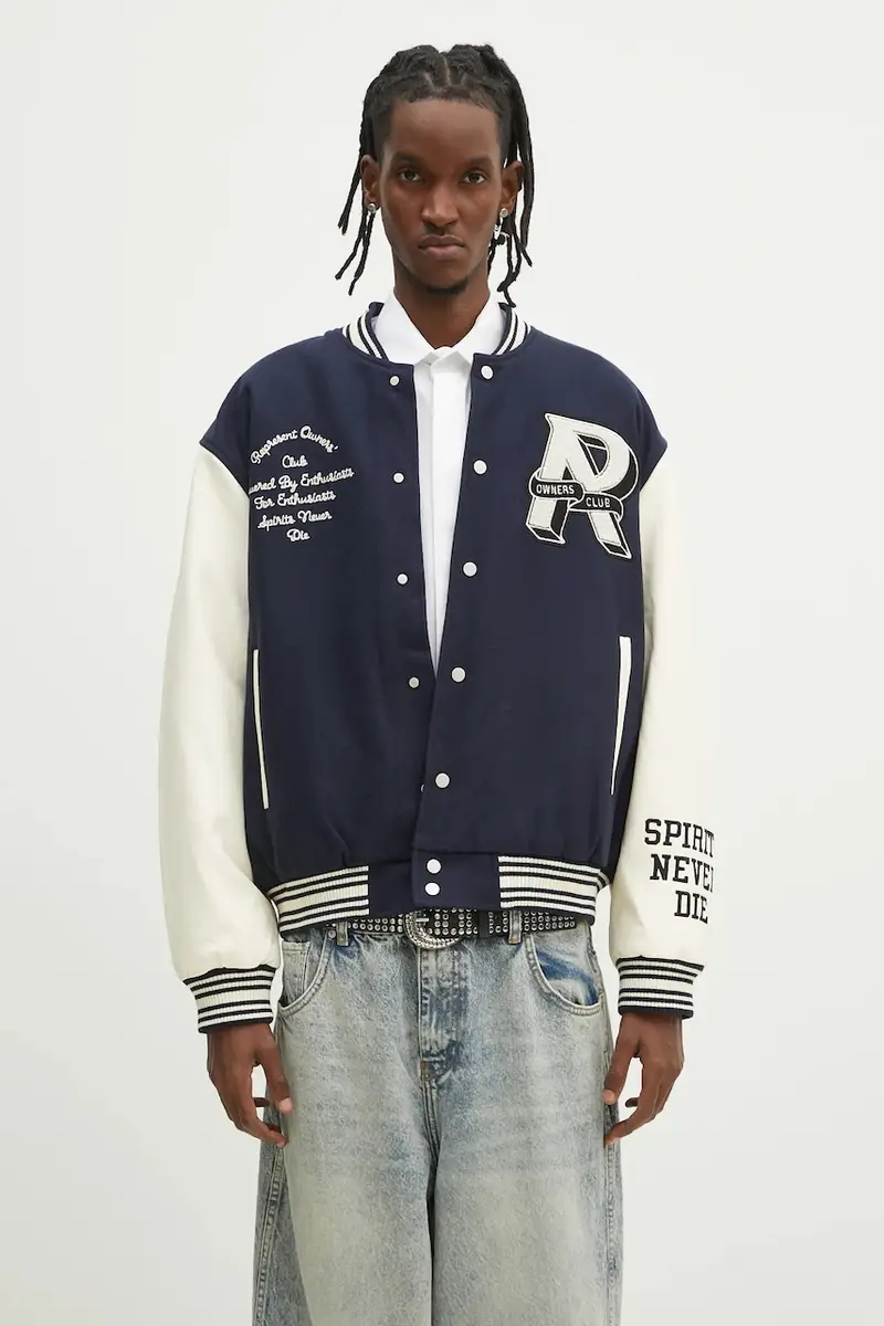 giacca bomber in lana Owners Club Varsity Jacket colore blu navy MLM100231.11