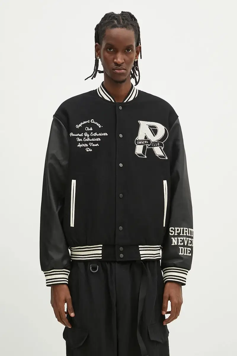 giacca bomber in lana Owners Club Varsity Jacket colore nero MLM100231.01