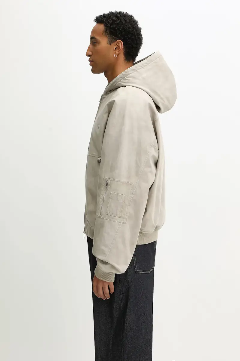 giacca Hooded Bomber (Washed) colore beige MLM100127 miniatura 2
