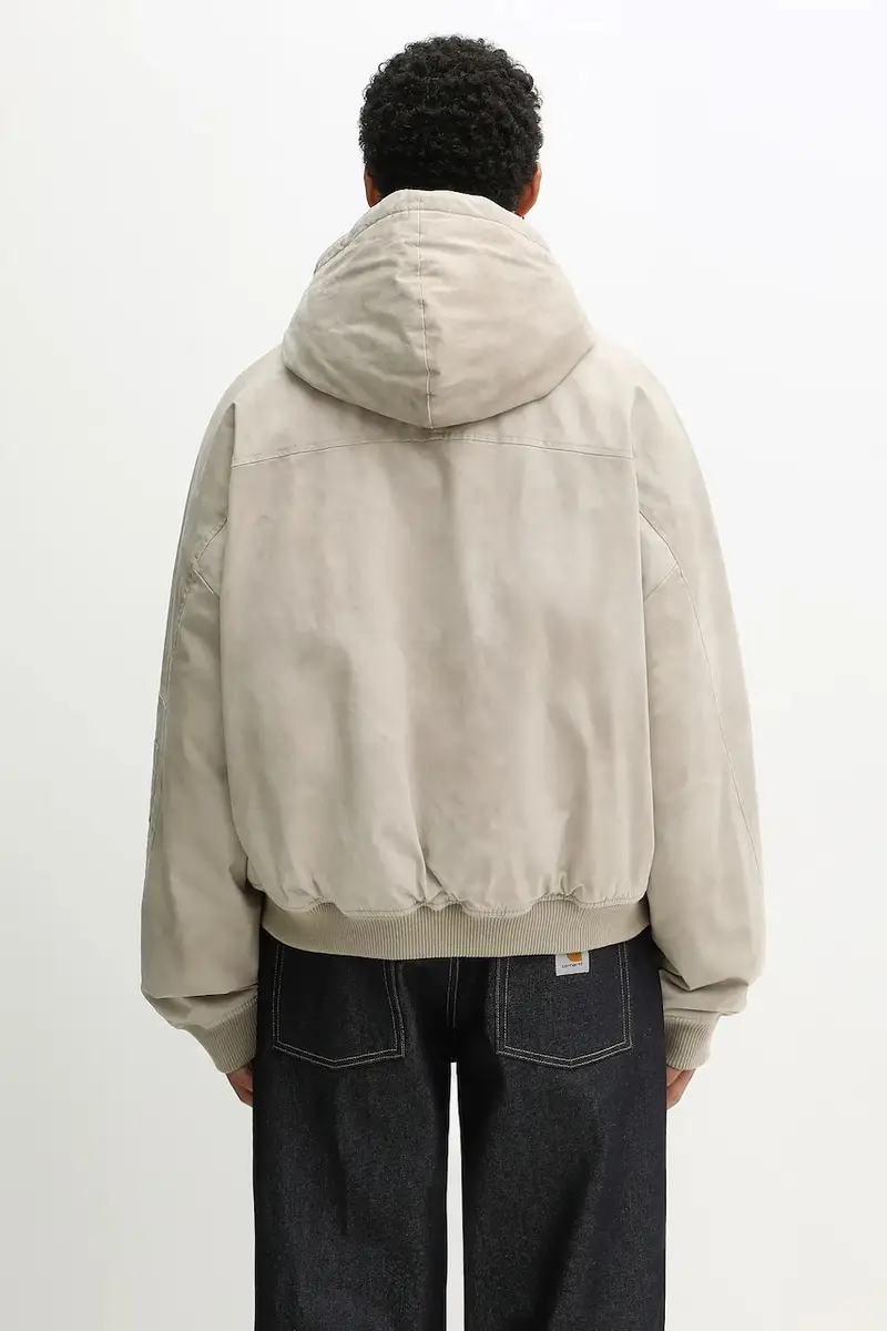 giacca Hooded Bomber (Washed) colore beige MLM100127 miniatura 3