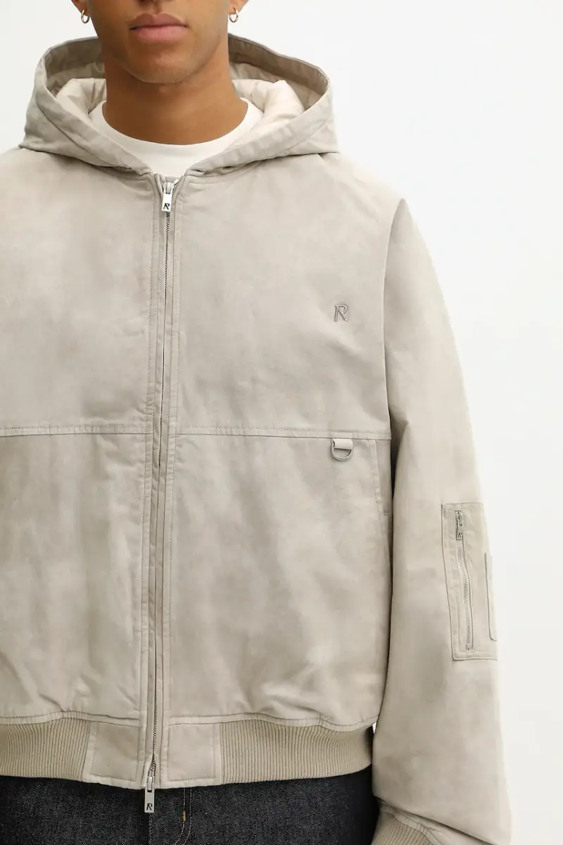 giacca Hooded Bomber (Washed) colore beige MLM100127 miniatura 4