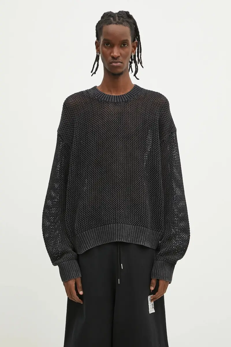 maglione in cotone Open Gauge Knit Sweater uomo colore nero MLM3821.01