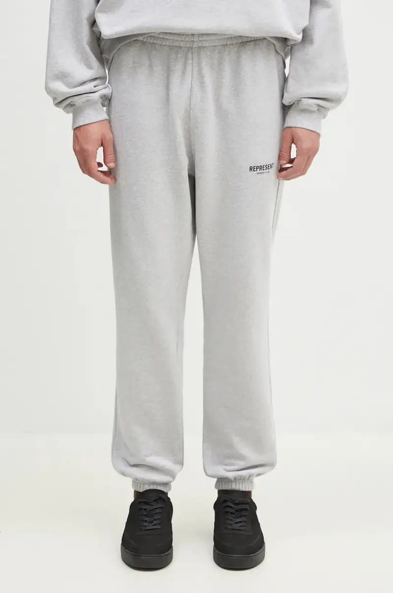 pantaloni della tuta di cotone Represent Owners Club Sweatpant colore grigio OCM41116.158