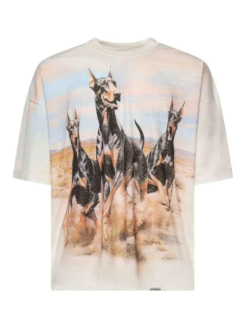 T-shirt con stampa Doberman occidentale Bianco